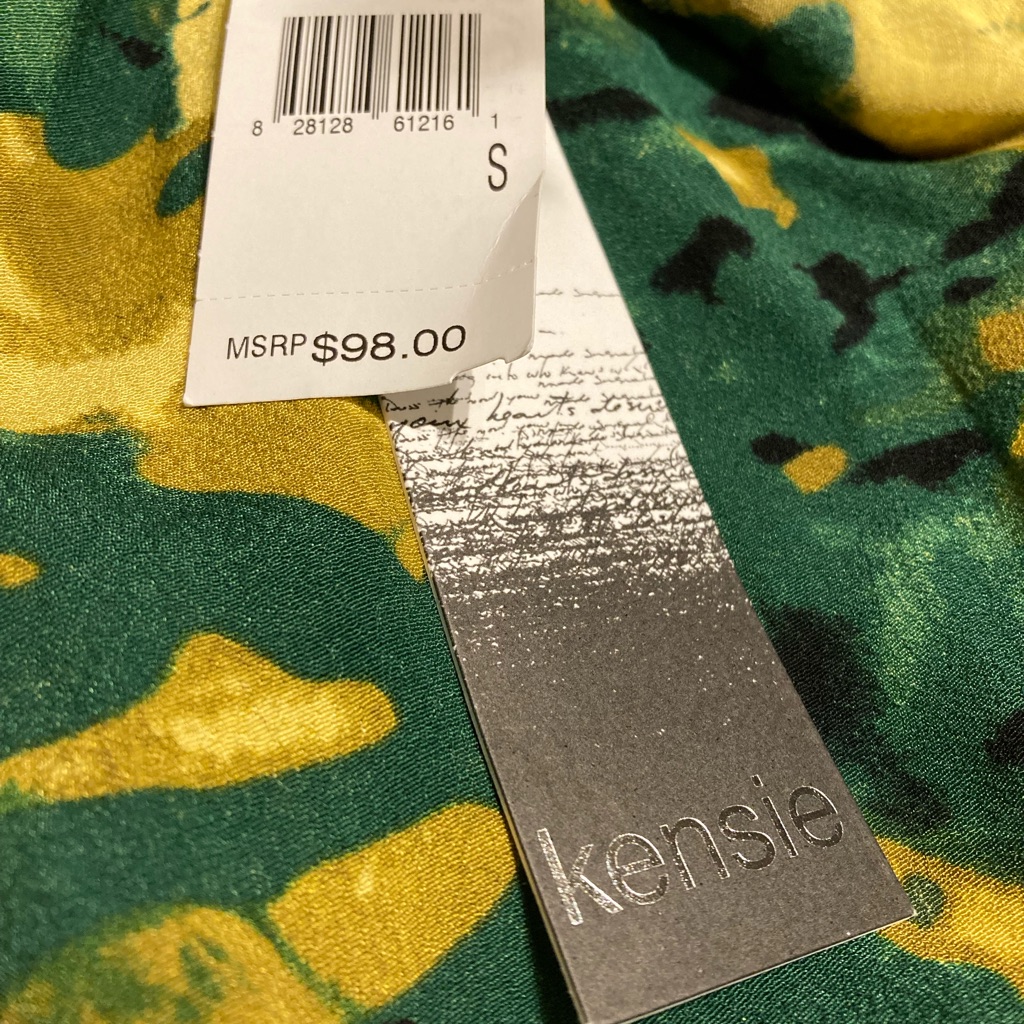 Nwt Kensie Zip Front Ruffle Summer Dress Small Criss Cross Back Green Lemon — image 3 of 6